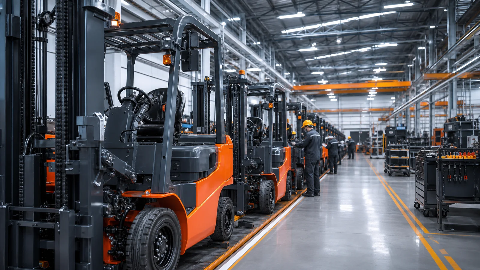 Forklift assembly and inspection line